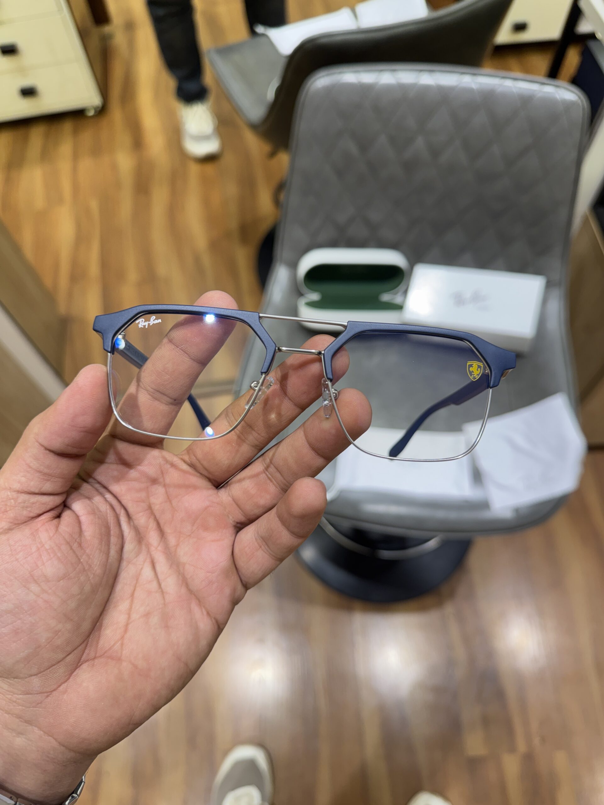 Rayban 04 ferrari silver blue plano