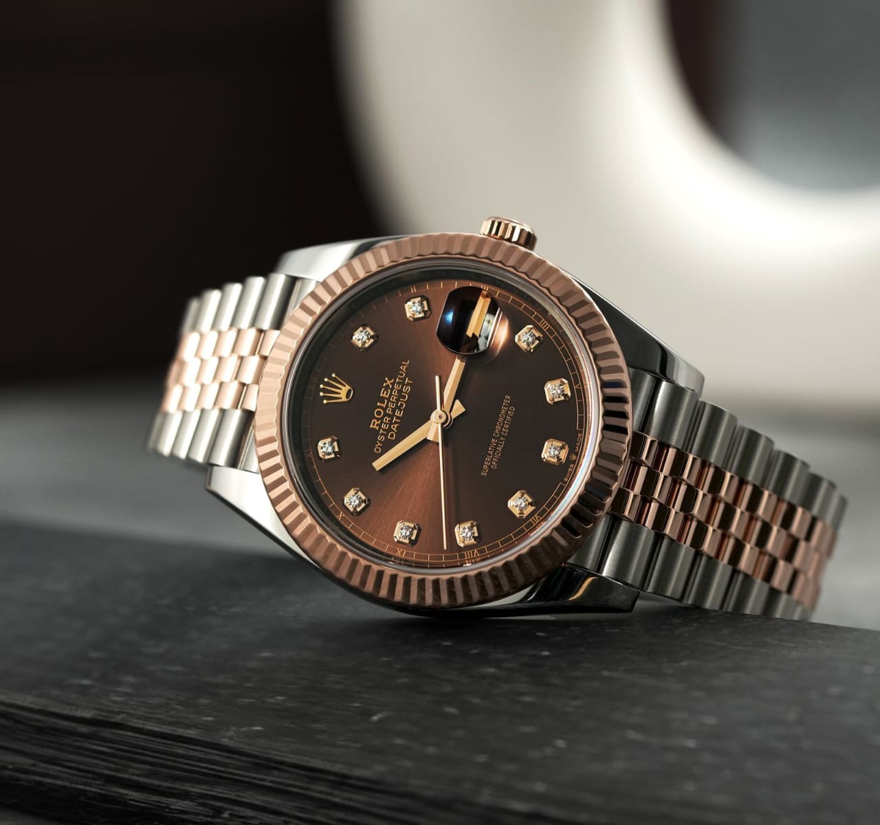 Role_x Oyster Perpetual Date Just Automatic Copper