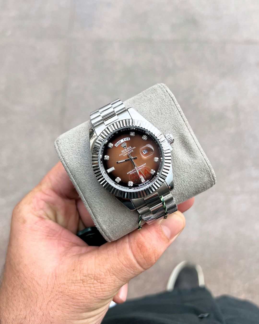 Role_x Oyster Perpetual Day Date Diamond Silver-Brown