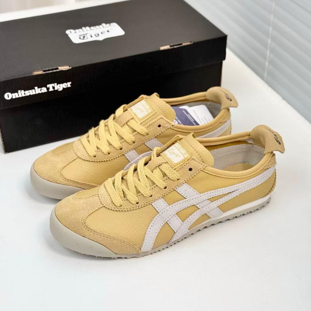 Onitsuk_a Tiger Mexico 66 VIN sneakers in yellow with white stripes.