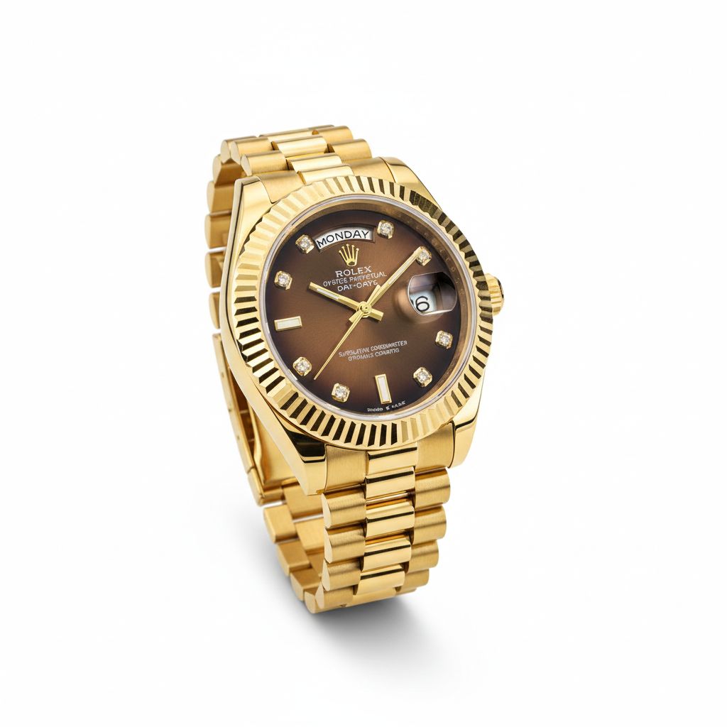 Role_x Oyster Perpetual Day Date Diamond Gold-Brown