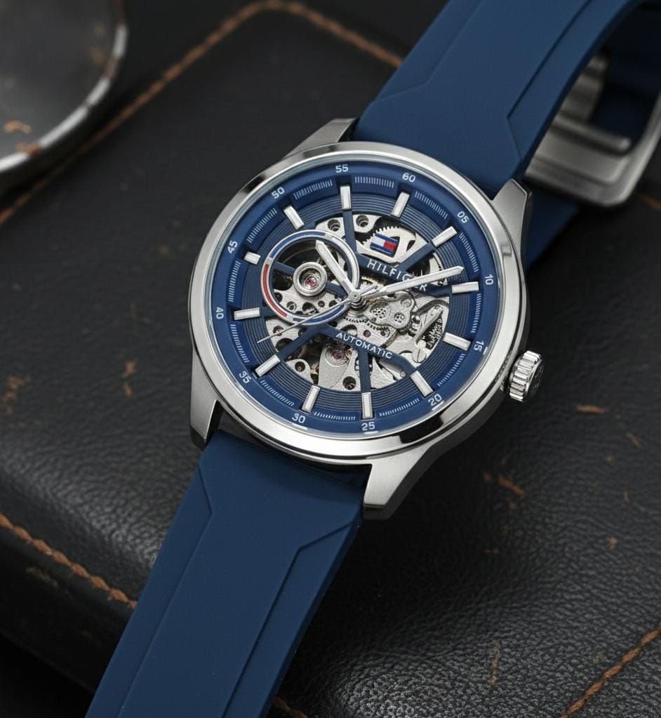 Tommy_hilfiger Automatic Silicon Blue-Silver