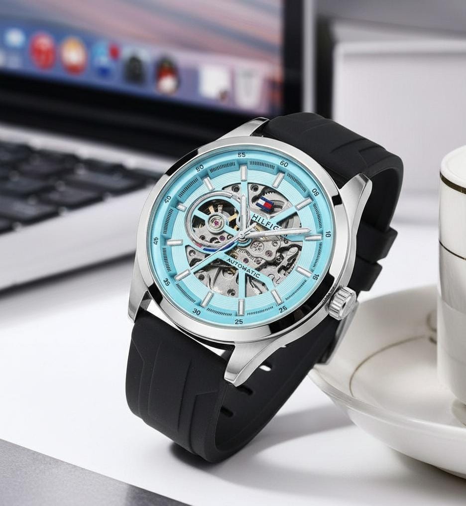 Tommy_hilfiger Automatic Silicon Black-Silver