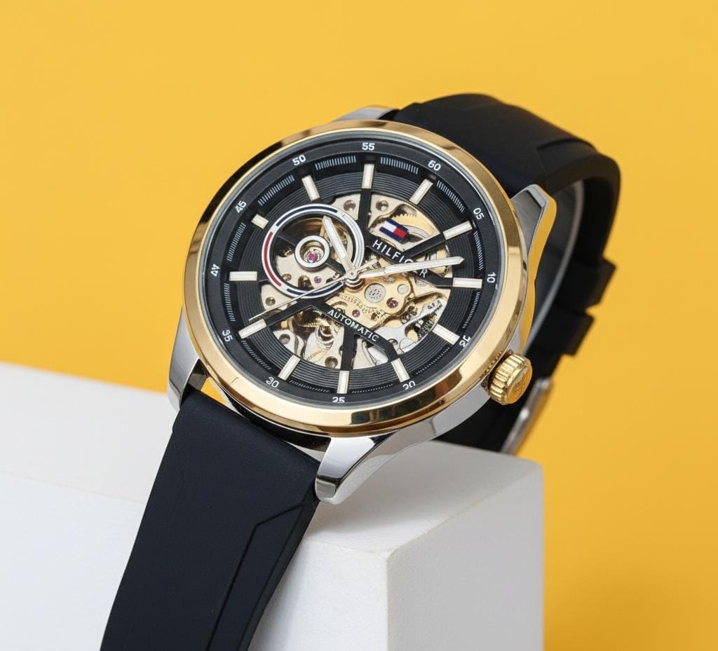 Tommy_hilfiger Automatic Silicon Black-Gold
