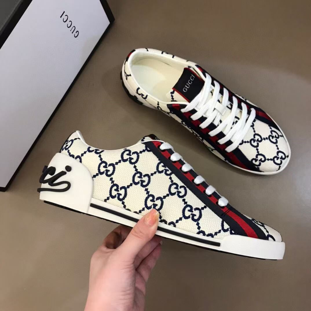 GUCC_I VINTAGE EMBROIDERED GG LOGO CREAM PREMIUM SNEAKER