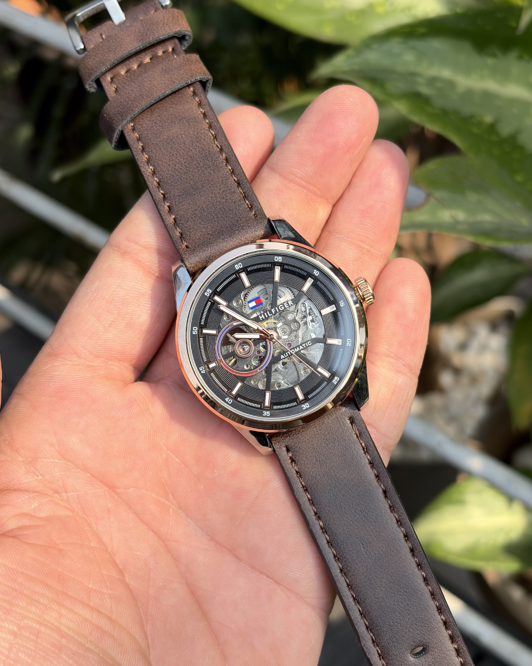 Tommy_hilfiger Automatic Leather DarkBrown-Copper-Black