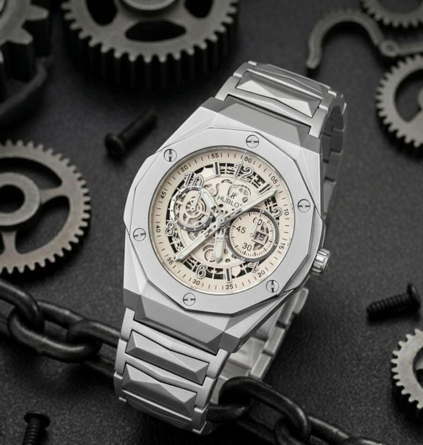 Hublo_t BigBang Tourbillion Silver-Whit