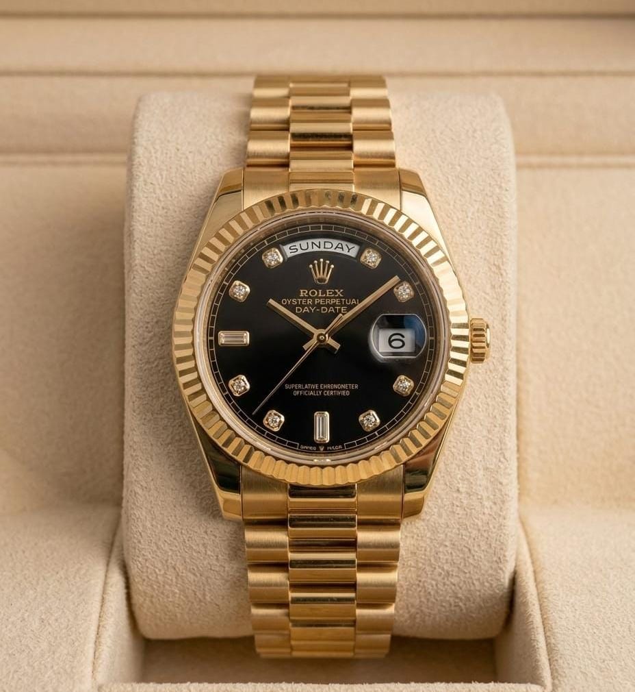 Role_x Oyster Perpetual Day Date Diamond Gold-Black 40 Battery