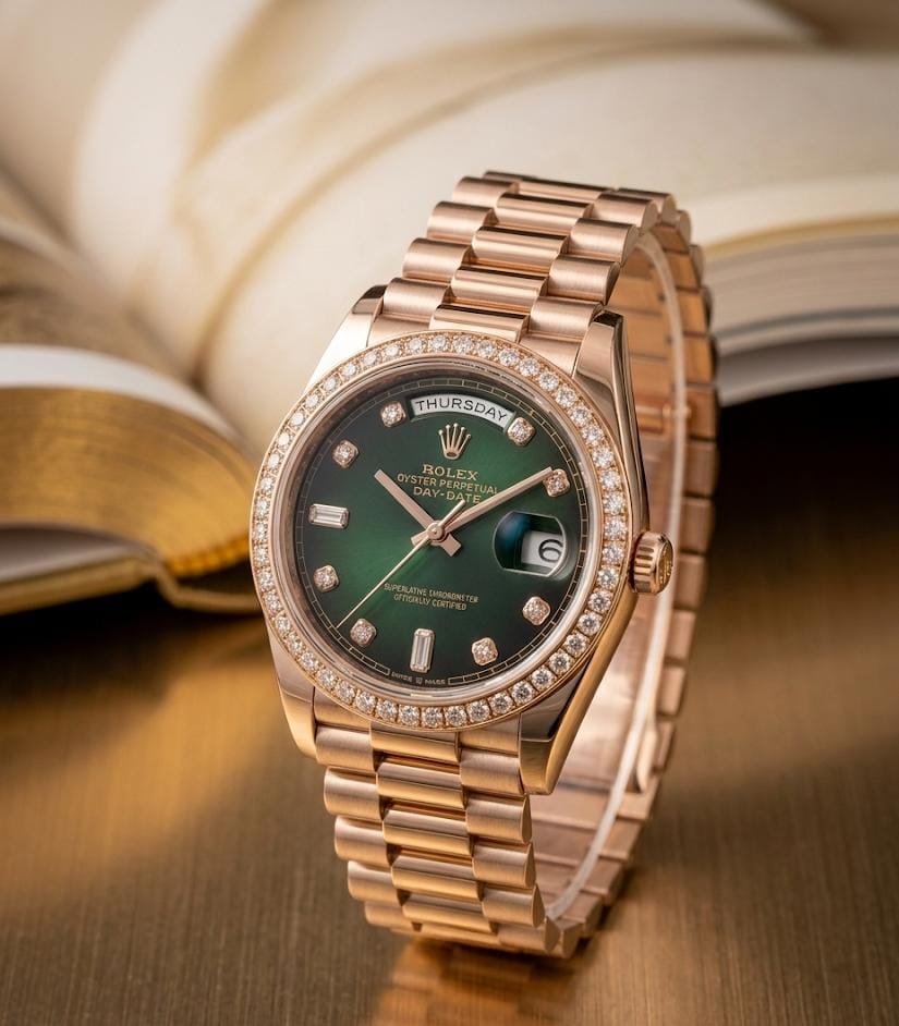 Role_x Oyster Perpetual Day Date Diamond Copper-Green