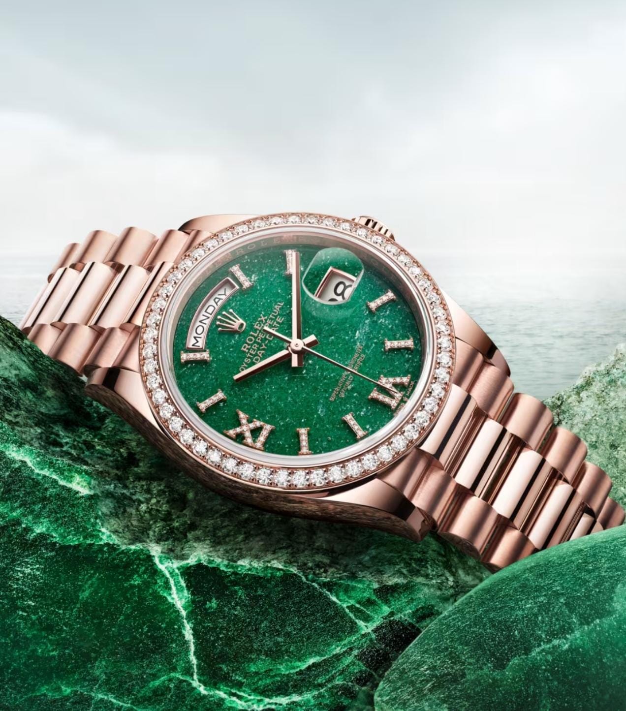 Role_x Oyster Perpetual Day Date Diamond Copper-Green