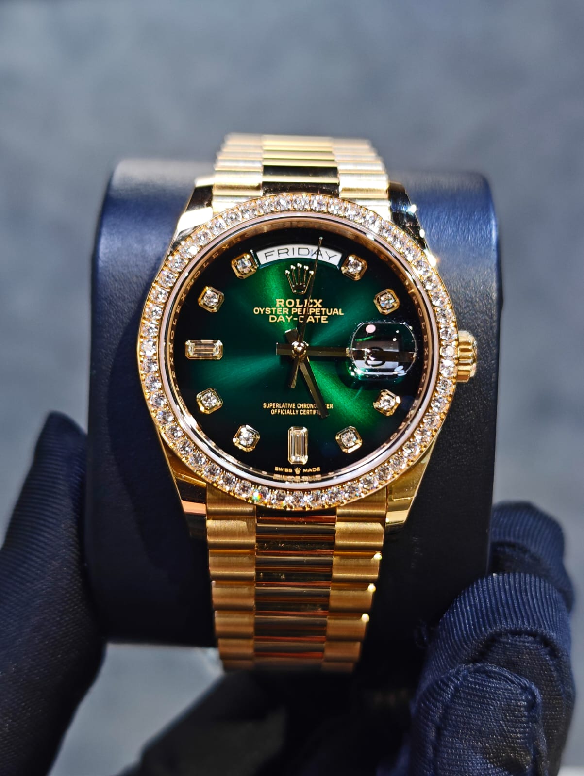 Role_x Oyster Perpetual Day Date Diamond Gold-Green