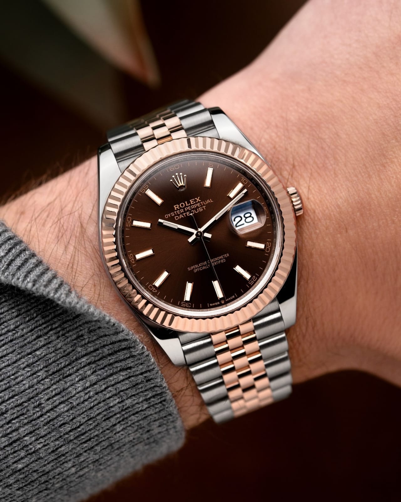 Role_x Oyster Perpetual Date Just 2Ton-Copper-Brown