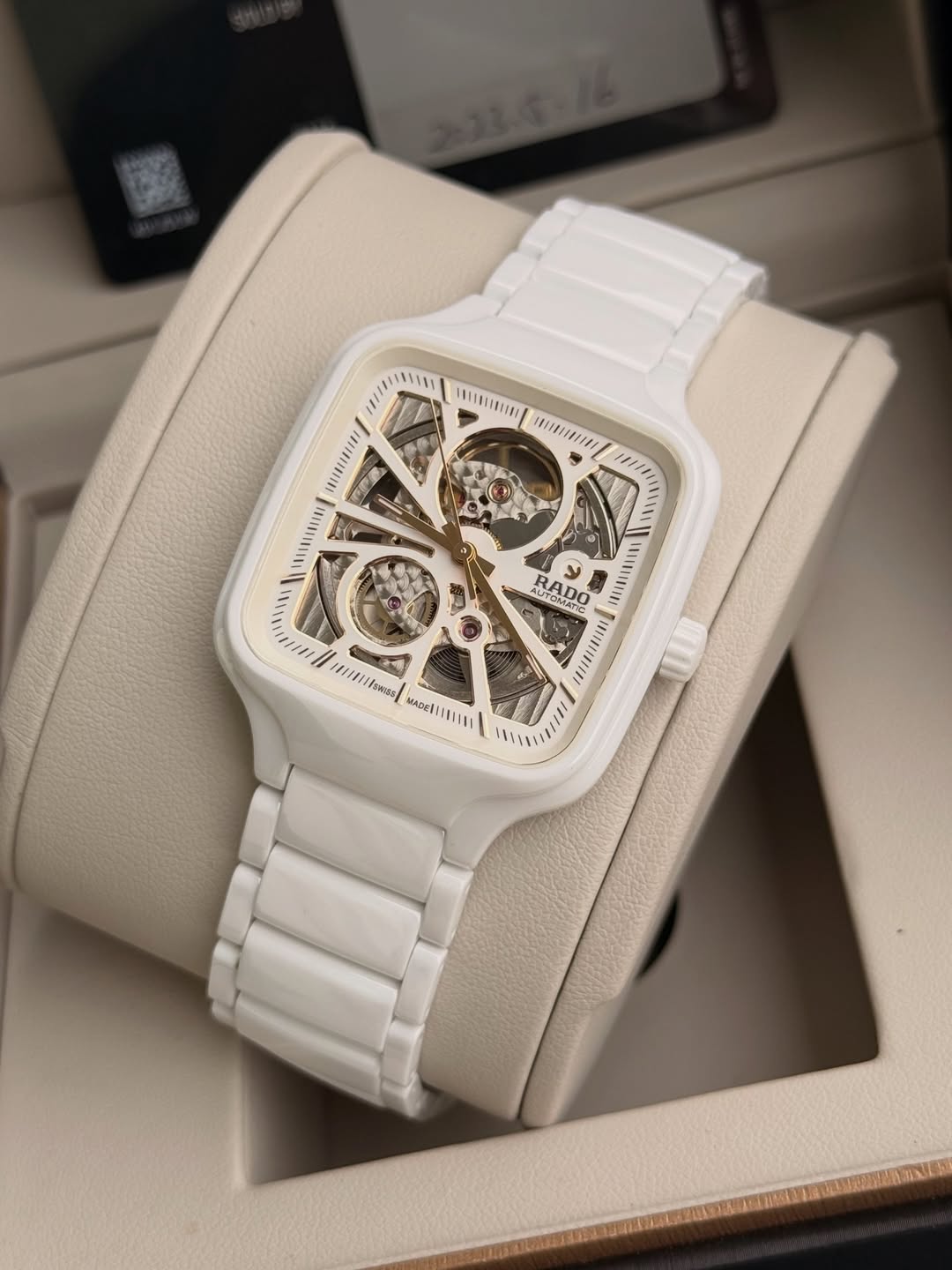 Rad_o True Square Automatic Ceramic- White-Copper