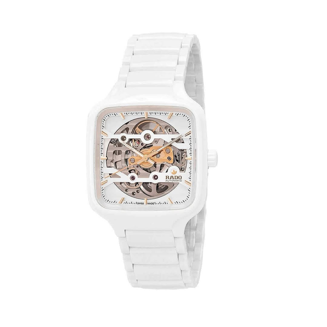 Rad_o true square automatic ceramic- white-gold