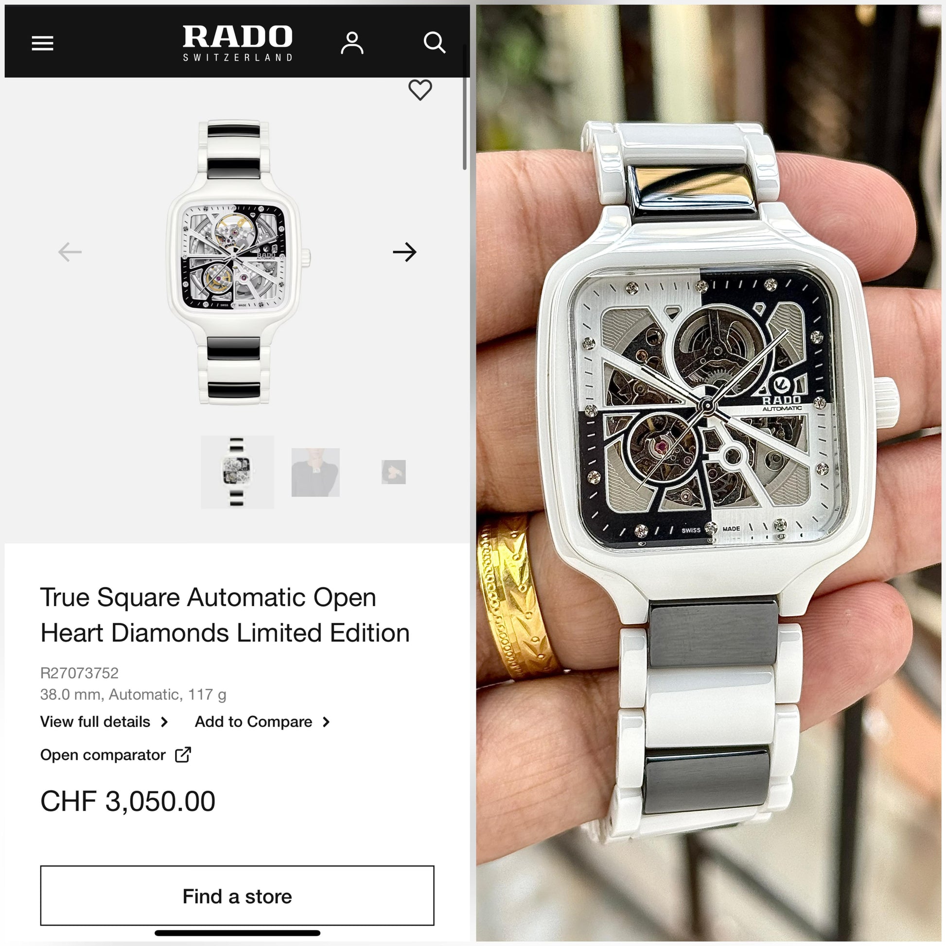 Rad_o True Square Automaticceramic Limited Edition Silver-Niddle