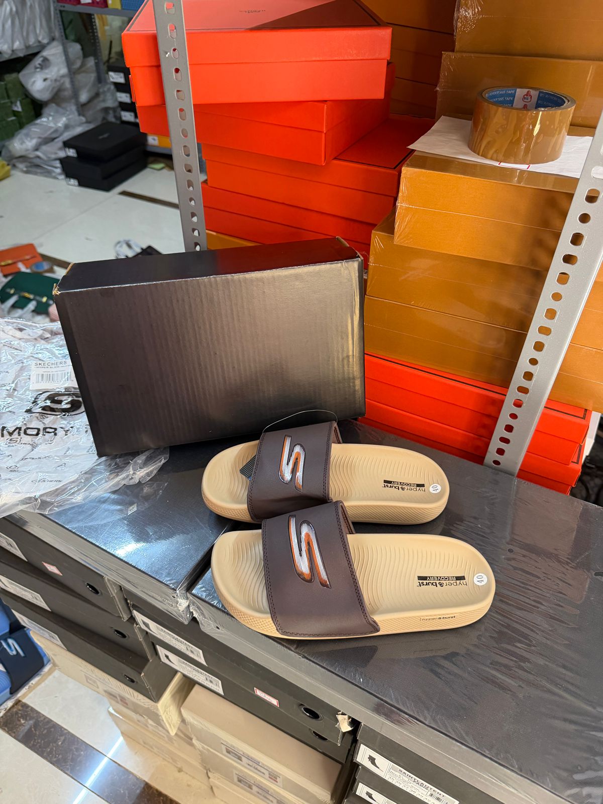 Skecherrs Hyper Burst Soft Premium Flip-Flop TAN