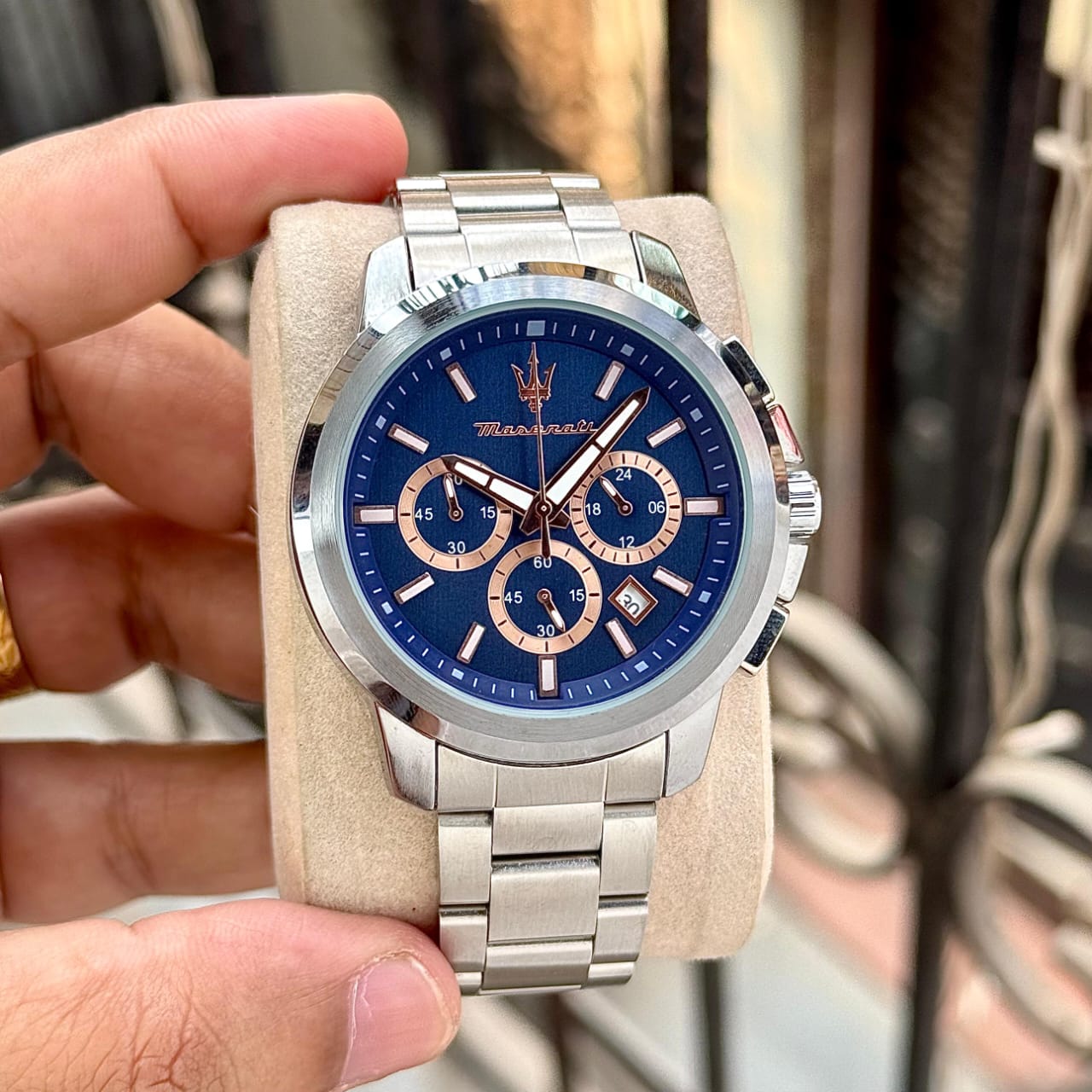 Maserati Potenza Silver-Blue-Copper Chrono