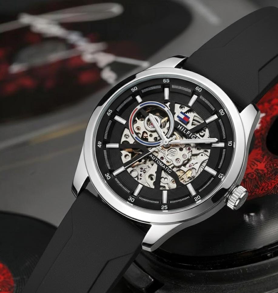 Tommy_hilfiger Automatic Silicon Black-Silver