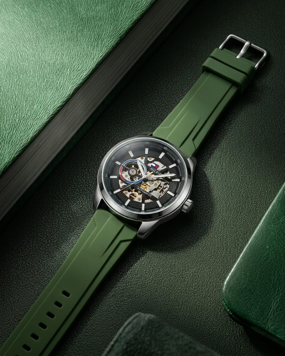 Tommy_hilfiger Automatic Silicon Green-Silver-Black