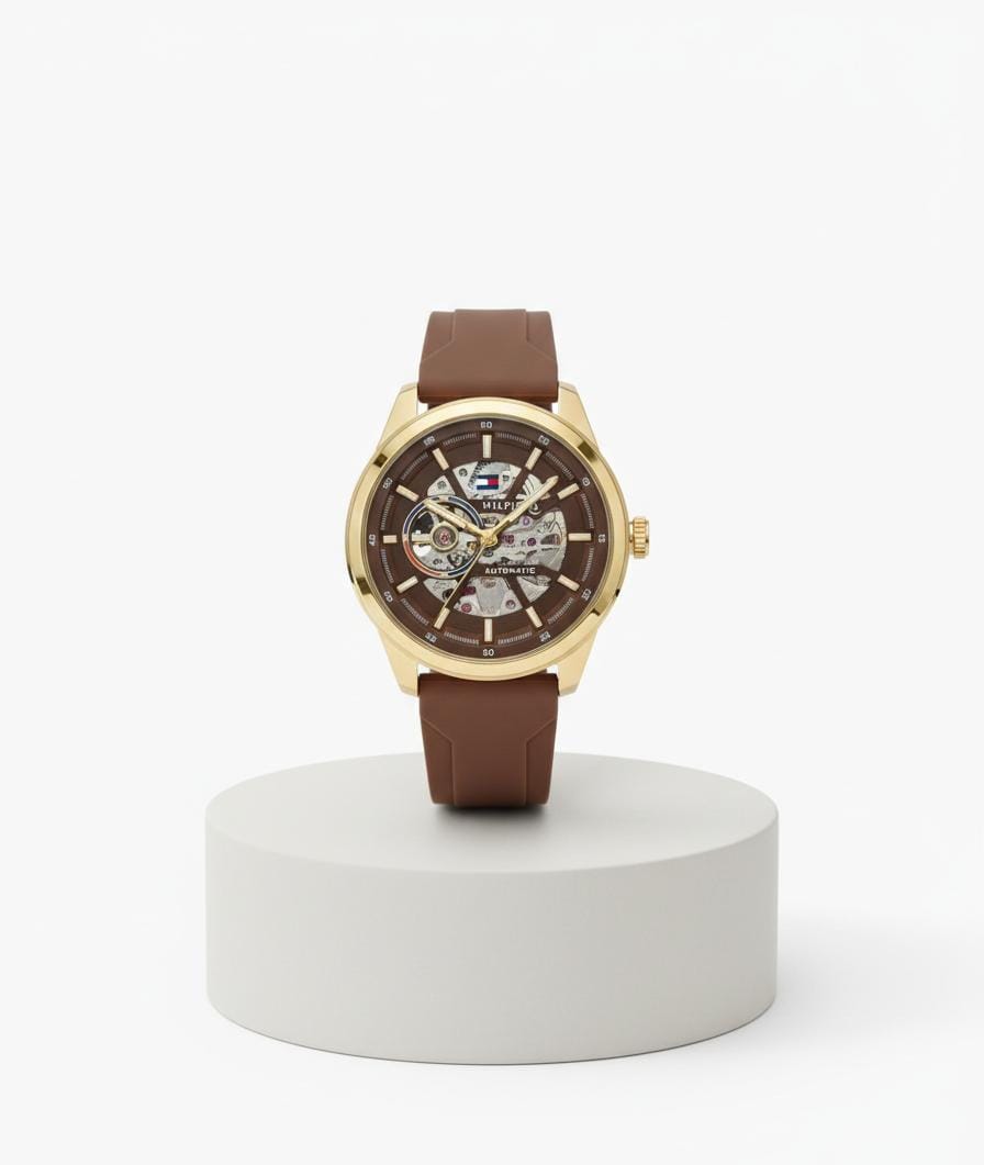 Tommy_hilfiger Automatic Silicon Brown-Gold