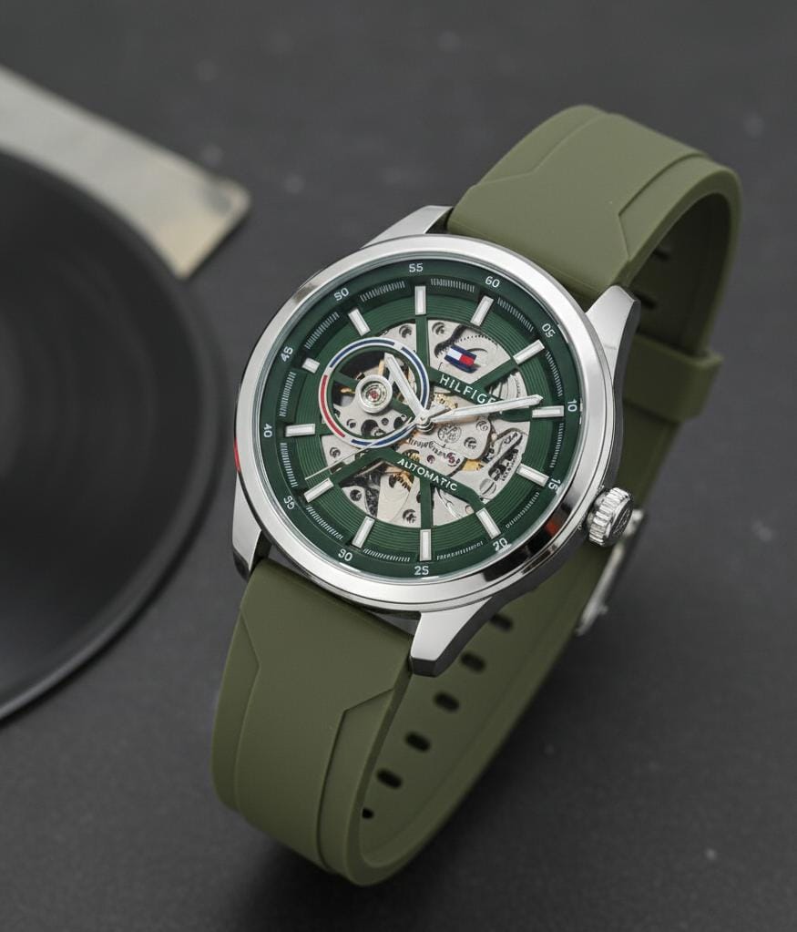 Tommy_hilfiger Automatic Silicon Green-Silver