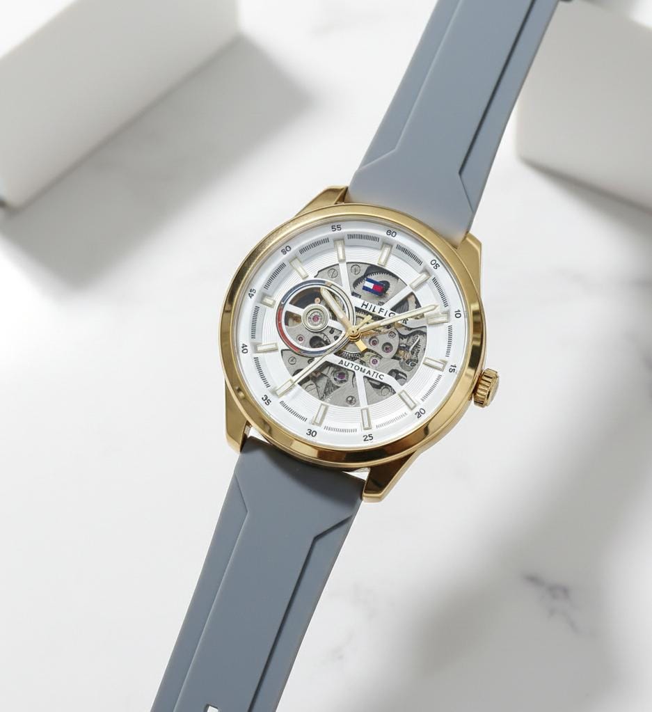 Tommy_hilfiger Automatic Silicon Grey-Gold