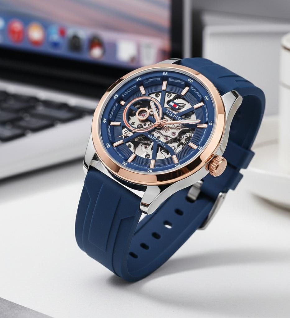 Tommy_hilfiger Automatic Silicon Blue-Silver