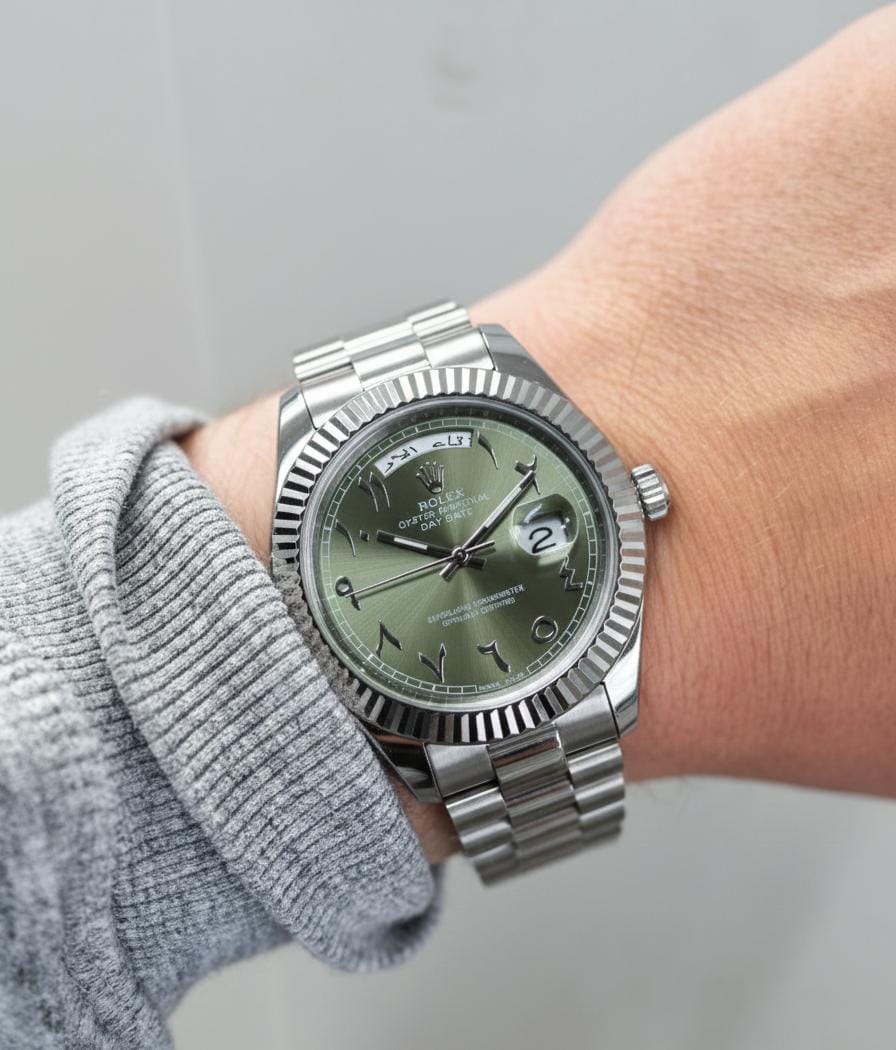 Role_x Oyster Perpetual Day Date Arabic Silver-Green