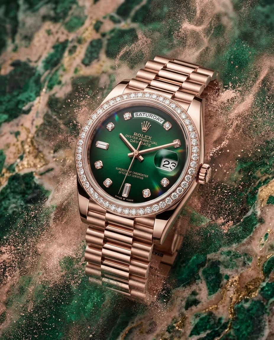 Role_x Oyster Perpetual Day Date Diamond Copper-Green