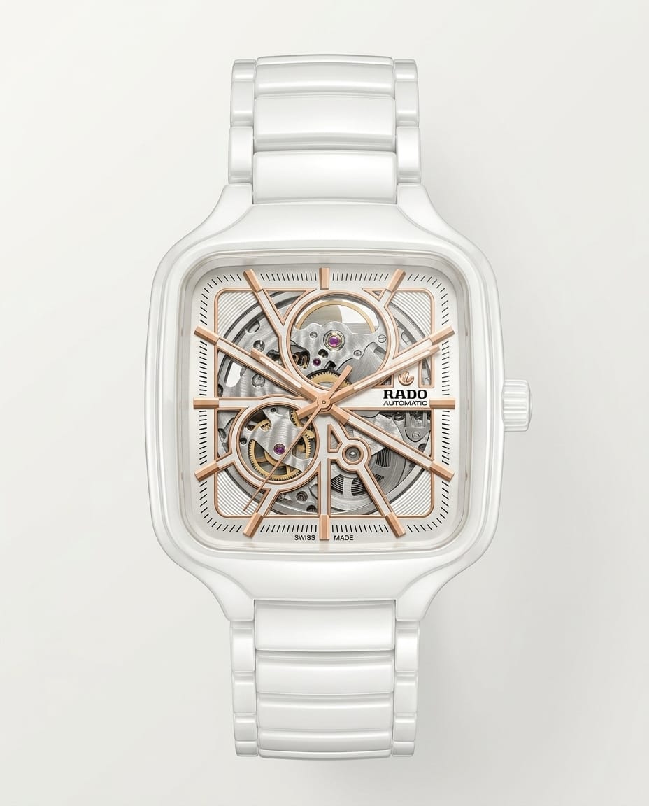 Rad_o True Square Automatic Ceramic- White-Copper